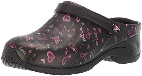 Anywear Zone Women's Healthcare Professional Injected Clog with Backstrap, Love Hope Cure, 7