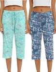 ENJOYNIGHT 2 Pack Womens Capri Pajama Pants Cotton Lounge Femme Pj Bottom with Pockets