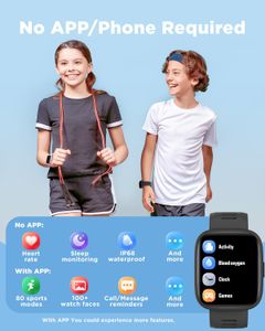 BIGGERFIVE Kids Smart Fitness Watch – 1.8" Waterproof, Heart Rate, Pedometer, Sleep Tracker, 5 Games