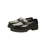 Theater Women Dr. Storm Black Chunky Platform Loafers | Tweed Leather Upper | Cushioned Insole for Urban Styling