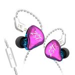 erjigo KZ ZST X in-Ear Monitors, Upgraded Dynamic Hybrid Dual Driver ZSTX Earphones, HiFi Stereo IEM Wired Earbuds/Headphones with Detachable Cable for Musician Audiophile (with Mic, Purple)