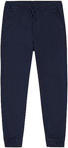 Nautica Boys' School Uniform Jogger Pants, Elastic Waistband with Drawstring Closure, Stretch Twill Fabric, Navy, 10-12 Husky