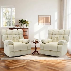 Ceruvia 2 Pack Power Recliner Chair with Swivel & Rocker, White