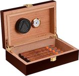 CIGAIOL Desktop Cigar Humidor for 15-20 Cigars, Super Sealing Humidor Cigar Box Travel, Handcraft Spanish Cedar Wood Cigar Case Cigar Accessories Gift Box with Hygrometer and Humidifier