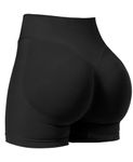 VOYJOY Women Workout Impact Shorts 3.6"/ 4.5"/ 6" Scrunch Butt Lifting Gym Shorts Seamless Booty Biker Shorts, Black, Small