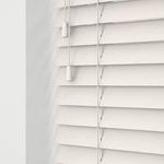Custom Made To Measure Real Wooden Venetian Blinds with strings (50mm Slats) (Fog White, Up To 90cm (Width) x Up To 120cm (Drop))