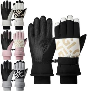 WATMHHJQ Gants de ski pour hommes et femmes, gants d'hiver pour la chaleur, résistance au froid -40 °C, protection contre le vent et les éclaboussures, écran tactile (noir, L)