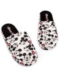 Disney Mickey Mouse Women's Slippers All Over Print Ladies Shoes White 5.5-6.5 US