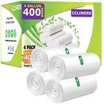 15 Liters Trash Bag (400 Count) 4 Gallon Small Bathroom Garbage Bags Clear Plastic Wastebasket Trash Can Liners for Home and Office Bins (400 Count)