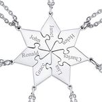 BFF Puzzle Stitching Necklace,Stainless Steel Best Friendship Pendant with Sturdy Neck Chains 7 Person Matching Jewelry for Team Members, Gift for Graduation from Classmates