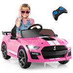 Licensed Ford Mustang GT500 Ride on Car for Kids by INFANS, 12V Battery Powered Electric Vehicle with Remote Control, Headlight, Power Display, USB, Music, Radio 37-96 Months (Pink)