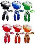 3GO KIDS MX RACE SUIT New 2024 - Motorbike Motorcycle Quad Pit Dirt-Bike Off Road Kart ATV Child MTB BMX - Motocross Sports Racing Junior Pant Shirt Kit with X1K Goggles (Red,8-10-24)