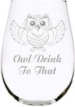 C M Owl Drink To That stemless wine