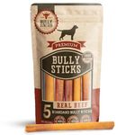 Bully Bunches Premium 6 Inch Standard Odour-Free Bully Sticks for Small to Medium Dogs & Puppies - Long Lasting Chews For Oral Care - All Natural, Single Ingredient Beef Dog Treat, No Rawhide (5 Pack)