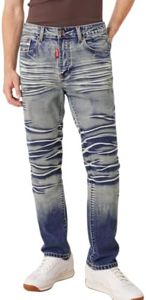 Betu Mens Jeans Relaxed Fit Straight Leg Denim Pants with Stretch Fabric(BM10,38) Medium Blue