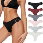 Levao Womens Cotton Underwear Lace G-String Thong Breathable Stretch Low Waist T Back Hipster Panties Multi Pack S-XL