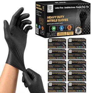 GP CRAFT Heavy Duty Black Diamond Grip 8mil Nitrile Gloves - Industrial Grade, Puncture & Chemical Resistant Safety Gloves (1000counts, M)