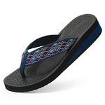 ChayChax Women's Summer Beach Flip Flops Ladies Wedge Thong Sandals Comfortable Outdoor Pool Slippers(Deep Blue,6 UK)