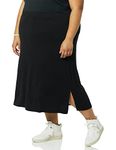 Amazon Essentials Women's Pull-on Knit Midi Skirt (Available in Plus Sizes), Black, 5XL Plus