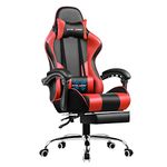 GTRACING Gaming Chair, Computer Chair with Footrest and Lumbar Support, Height Adjustable Gaming Chair with 360°-Swivel Seat and Headrest for Office or Gaming (Red)