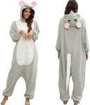 NAMHTOM Mouse Costume Adult Women Rat Onesie Animal Pajamas Mouse Halloween Costumes Cartoon Cosplay Sleepwear for Women Men S