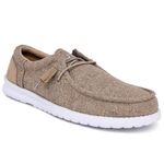 Nautica Men's Comfort Loafers, Lace-Up Boat Shoe, Lightweight Casual Stretch Sneaker-Rushford 1, Khaki X, 8 UK