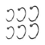 JSDDE 6pcs 20G 316L Stainless Steel Nose Ring C Shape Hoop Circular Septum Lip Piercing Cartilage Nose Jewellery 8mm-12mm Black