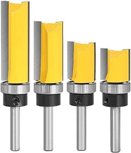 Yakamoz 4Pcs 1/4 Inch Shank Pattern Flush Trim Plunge Template Router Bit Set Bearing Guide Straight Flush Trimming Bits 3/4" Cutting Dia.