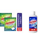 FORTUNE Dishwasher Tablets, 5 in 1 Action, Fresh Scent, 60 Count (60.00) & Rinse Aid Liquid- 500 ml