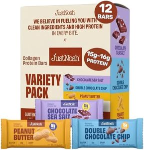 JUSTNOSH Chocolate Lover's Variety Pack Collagen Protein Bars – 15g Protein, 10g Collagen | Gluten & Dairy Free, Low FODMAP, Seed Oil Free (12 Pack)