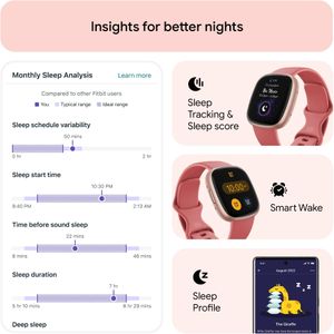 Fitbit Versa 4 Smartwatch – Pink Sand, Fitness & Health Tracker