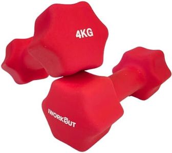 Neoprene Dumbbells Hand Weight (Sold in Pair),Neoprene Coated Exercise Dumbbells, Anti-Slip, Anti-roll, Hex Shape Fitness Dumbbell for Home Gym Equipment Workouts Strength Training (4KG-Red)