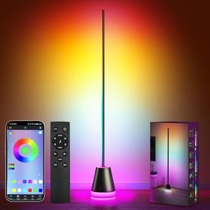 Keepsmile Smart RGB LED Corner Floor Lamp,Super Bright Standing Lamps for Living Room with APP and Remote,Modern Floor Lamp with Music Sync and 16 Million Colors, Ambient Lighting for Bedroom