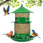 BTYEEUYI Bird Feeders for Outdoors Hanging, Metal Bird Feeder for Outside Wild Birds, 6 lbs Large Capacity Foldable Bird Feeder for Finch, Cardinal and Bluebird