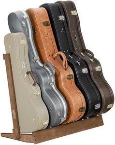 Augioth Multi Wood Guitar Rack for 5 Acoustic, Electric or Bass Guitars - Hardwood Stand with Padded Floor Display,18mm-thick wooden plank