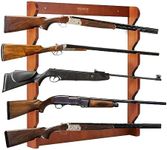 VEVOR Gun Rack, Wood Gun Rack Wall Mount, Gun Display Rack Holds 5 Rifles, Shotguns, 132 lb Heavy Duty Wall Storage Display Rifle Rack with Soft Padding