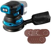 5" Cordless Random Orbital Sander Compatible with Mak-ita 18v Battery,Brushless, 3-Speed (7000/9500/11000 RPM), Dust Bag Included, 20 Sanding Discs for Woodworking Polishing Sanding