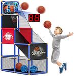 flybakiz Kids Arcade Basketball Hoop with 4 Balls, Indoor Outdoor Single Shot Basketball Game for Toddler,Carnival Games Sport Toys Gifts for Boys Girls Ages 3-8 Years Old,Ideal for Competition