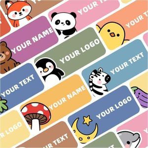 Custom Waterproof Name Stickers – 70pcs Personalized Adhesive Labels (1.2"x0.5") – Washable Tags for Clothing, Bottles, Containers, Office & Home Organization