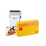 KODAK Mini 2 Retro 4PASS Portable Photo Printer (2.1x3.4") + 8 Sheets, Black Premium Quality-Yellow