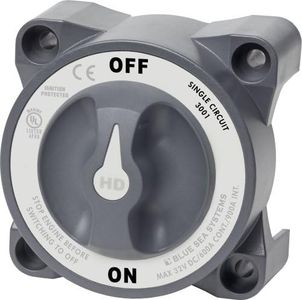 Blue Sea Systems 3001 Heavy Duty Battery Switch with Alternator Field Disconnect, On-Off, Beige