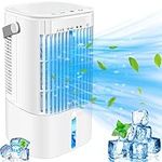 Protable Air Conditioner Mobile 5-In-1 Mini Fan,Evaporative Cooler and Humidifier,3 Fan Speeds, Personal Air Conditioning, Adjustable Rotary Fan, Timer & 7LED lights, for Home Office-White