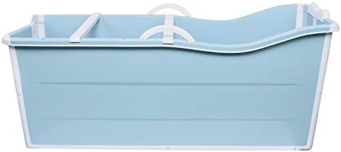 Portable Bathtub 53In Collapsible Soaking Bath Tub Blue Thickened Plastic Folding Bathtub Freestanding Bathtub for Adults, Bearing Capacity 92.48lbs (without Lid)