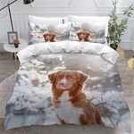 VASENA Small Double Duvet Cover Nova Scotia Ducksong Retriever Bedding Polyester Microfiber Anti-Allergic Double Size 3 Pieces Dog Animal Quilt Cover Childrens Bedding Double Bed set Zipper（200x200）