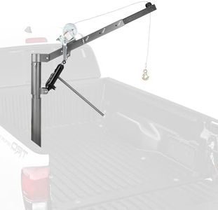 PioneerWorks 1000 LBS Hydraulic Pickup Truck Crane Hoist, 4 Adjustable Load Levels Non-Electric Manual Truck Bed Lifting Crane, Silver