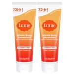 LUME Whole Body Deodorant - Invisible Cream Tube - 72 Hour Odor Control - Aluminum Free, Baking Soda Free, Skin Safe - 3.0 ounce (Pack of 2) (Clean Tangerine)