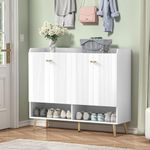 Giluta White Shoe Cabinet, Shoe Organizer with Adjustable Shelves for Entryway, 10-Tier Hallway Shoe Rack Storage Cabinets for Living Room