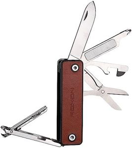 ROXON M4 10 in 1 Portable Nail clipper multi tool with leather,Utility Tool with Safety Lockable small knife,Scissors,file,bottle opener,screwdriver,Personal Care Gadgets and Useful Gift