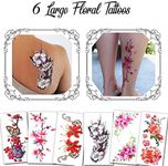 Temporary Tattoos for Women and Girls - Flowers, Roses, Butterflies - Waterproof Fake Tattoos - Halloween Costume Cosplay