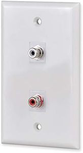 RCA Wall Plate, HTTX White 2-Port RCA Wall Plate with Removable F/F RCA Keystone Jack Inserts for L/R Stereo Speakers